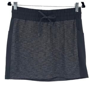 Athleta Skort Gray Athletic Skirt Built In Shorts Drawstring Waist Activewear S